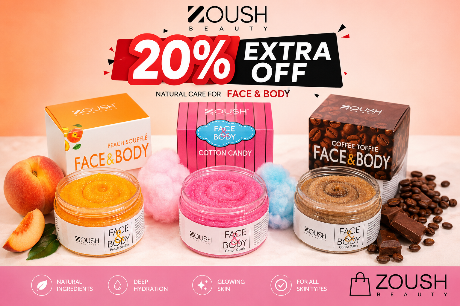 Coffee Toffee-Cotton Candy-& Peach Souffle Face & Body